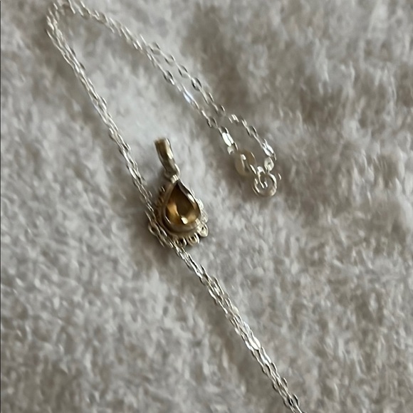 Jewelry - 925 Sterling Silver Genuine Citrine Teardrop Pendant Necklace